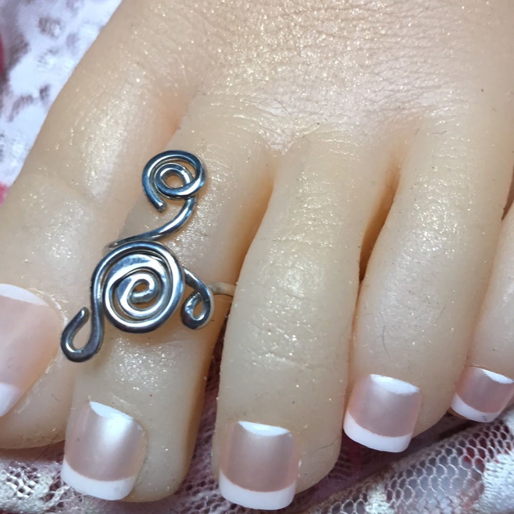 Toe Ring-Adjustable Sterling Silver Toe Ring- Mid… - image 3